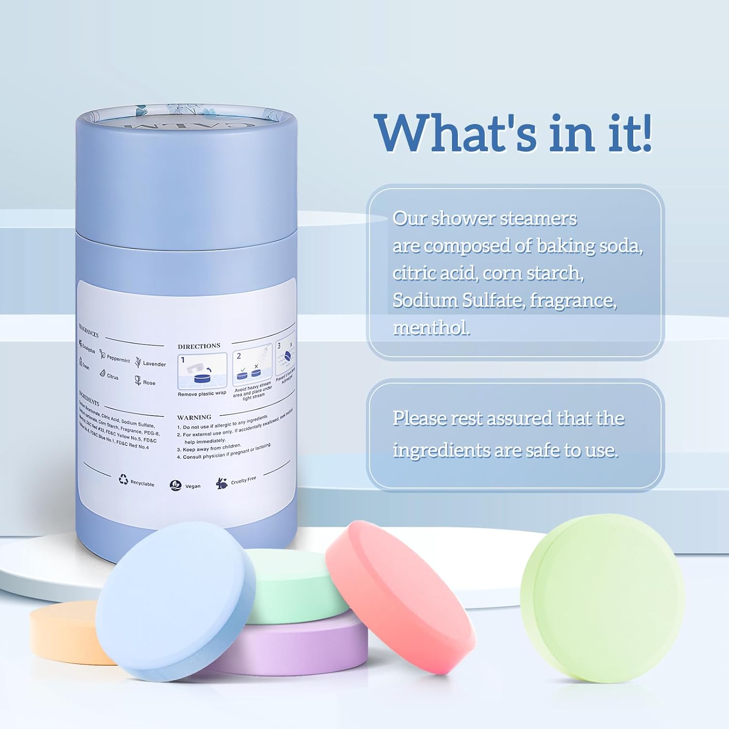 TranquilBliss Shower Steamers 6 Count, Scented Shower Bombs with Organic & Natural Fragrance, Self-Care & Relaxation Birthday Gifts for Women Who Have Everything