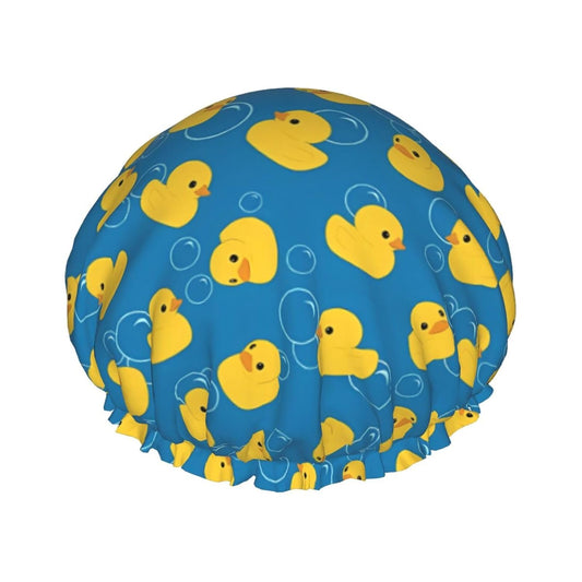 Rubber Ducks Shower Cap For Women Reusable Waterproof Double Layers Bath Cap Hair Protection Elastic Ladies Spa Salon Shower Hat