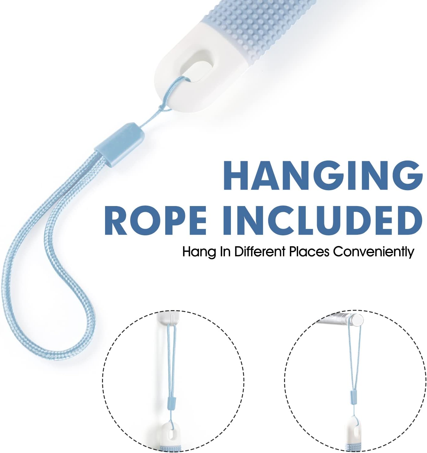 Backski Back Scrubber Anti Slip for Shower,Shower Brush Long Handle with Stiff and Soft Bristles,Body Exfoliator for Bath or Dry Brush(Blue)