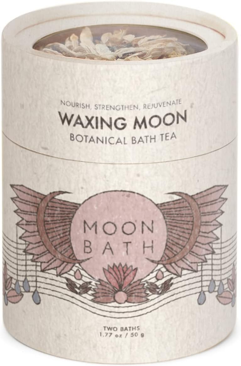 Moon Bath Botanical Bath Tea | New Moon Herbal Ayurvedic Bath Tea Soak w/Lavender, Jasmine & Chamomile for 2 Baths & Organic Body Care for Lunar Alignment | Made in USA