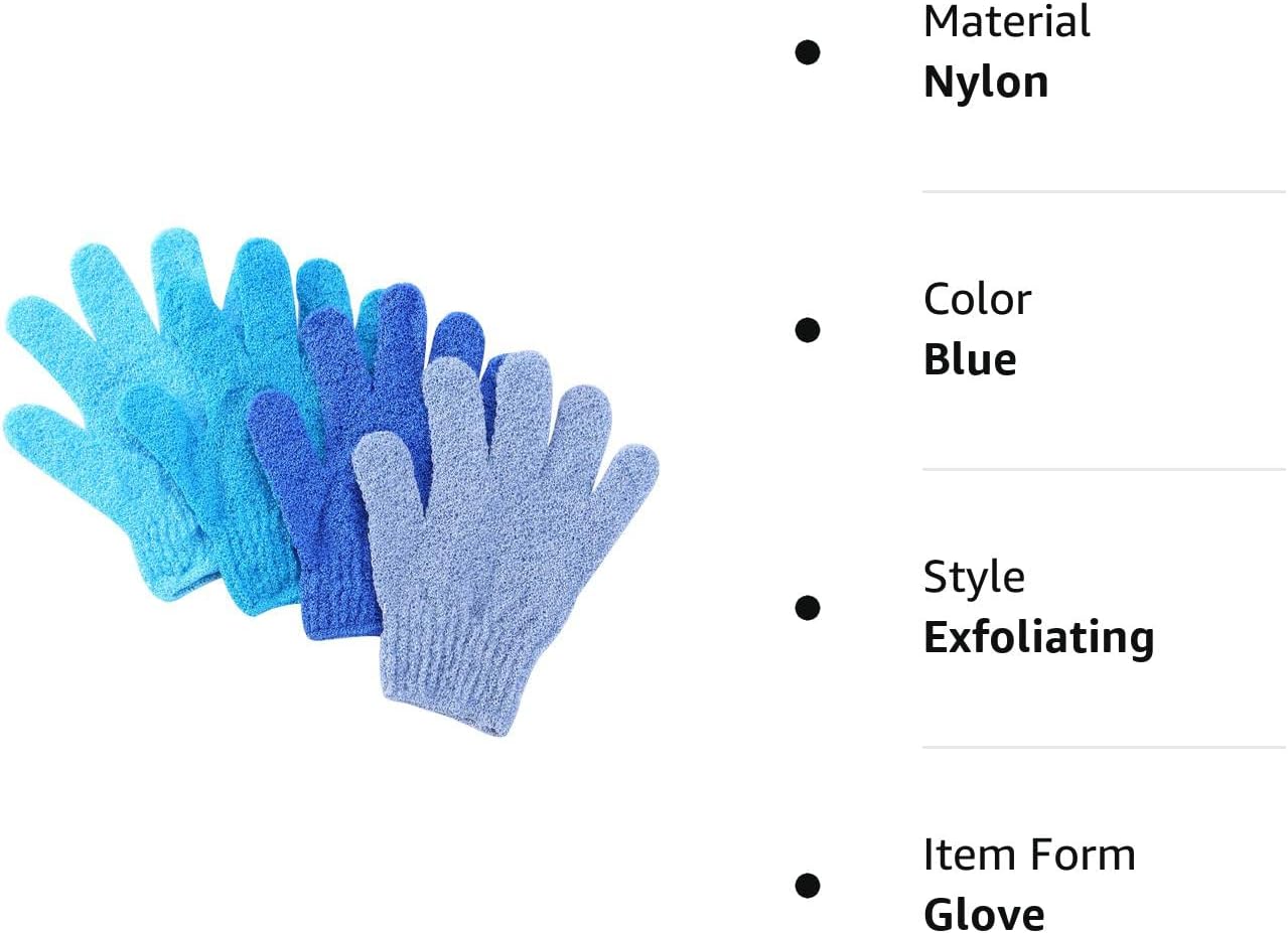 Slick- Exfoliating Gloves, 4 Pcs, Skin Exfoliator for Body, Shower Gloves, Scrub Gloves Exfoliating, Exfoliating Body Scrub Gloves, Loofah Glove, Exfoliation Mitt, Bath Gloves