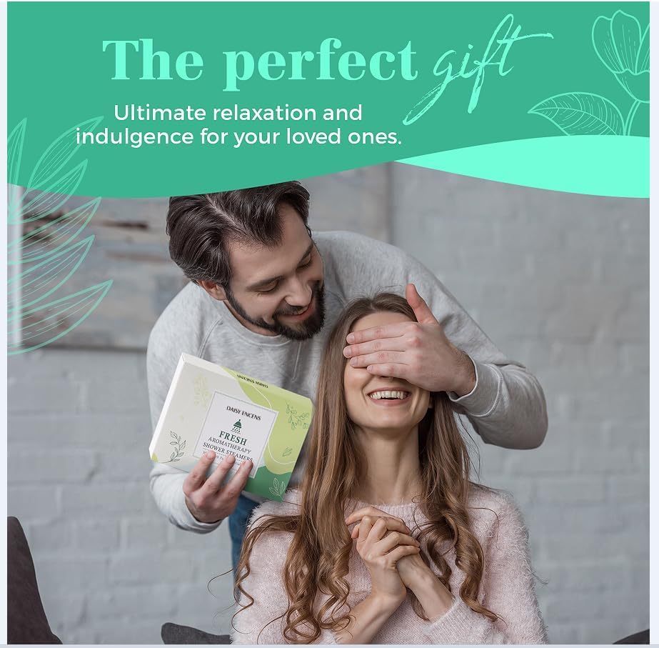 Shower Steamers Aromatherapy for Women or Men, Organic with Eucalyptus &Mint Essential Oil, 6 Pack Shower Bombs Birthday Gift