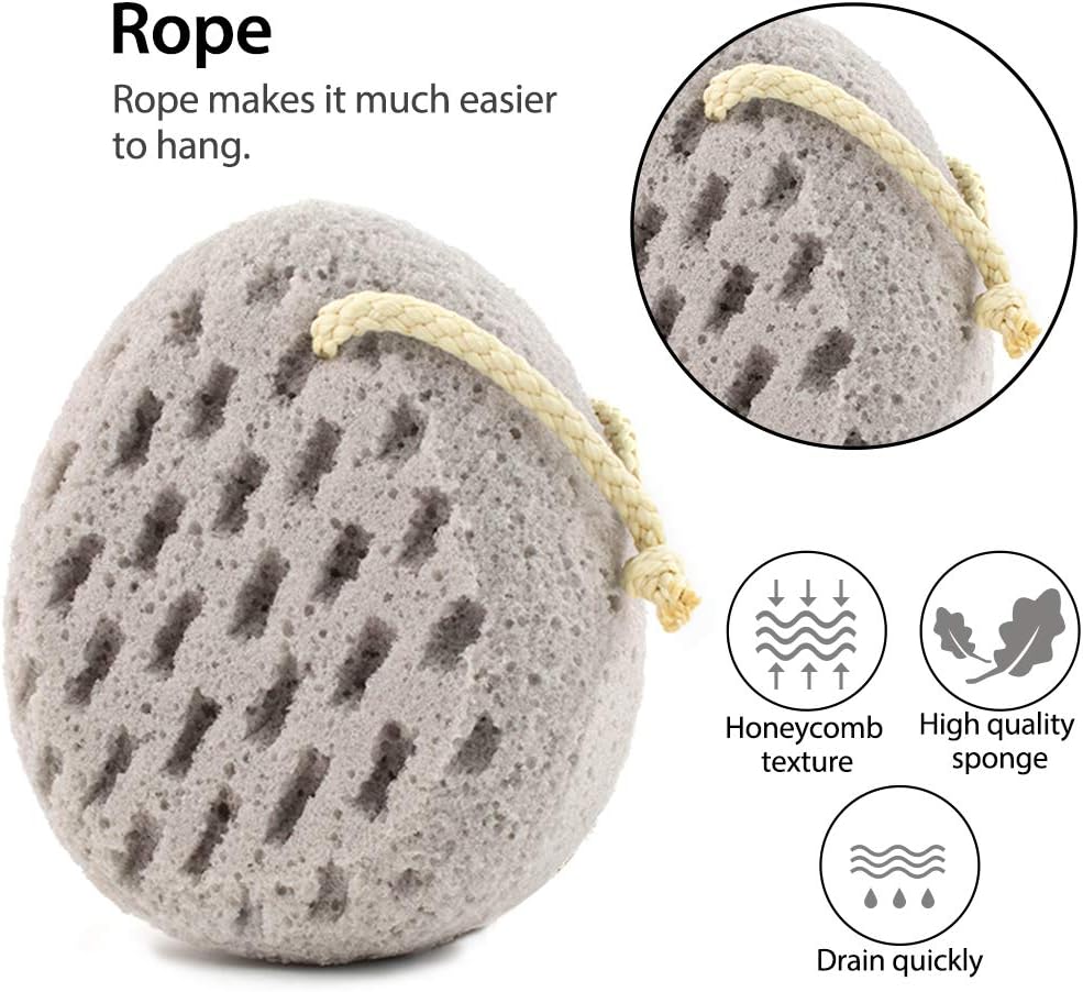 BAIMEI Bath Sponge, Sponge Loofah Body Scrubber, Shower Pouf Cleaning Loofahs Sponge, Shower Use Sponge (Pink Grey)