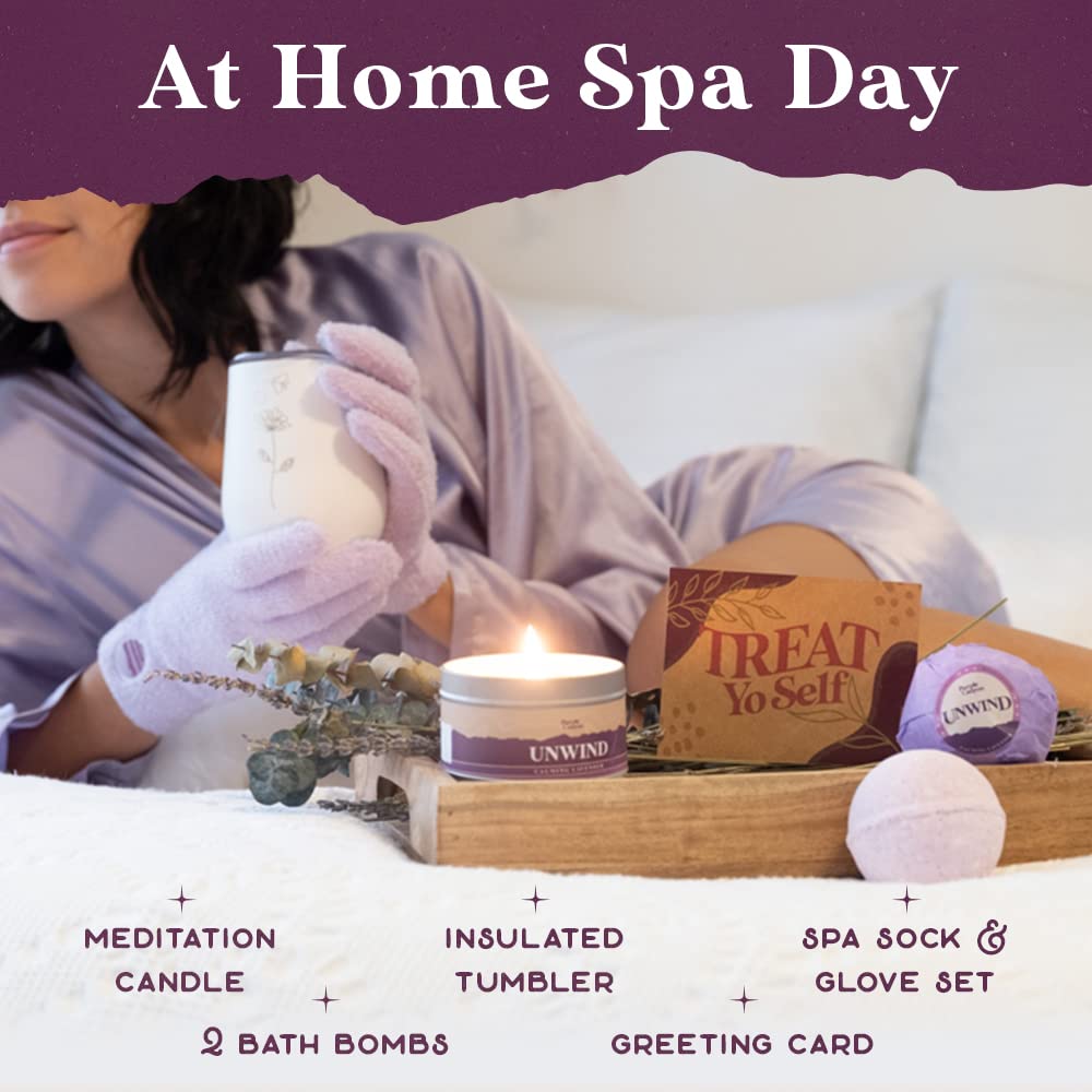 Purple Canyon Mystic Spa Box | 7 Piece Full Size Lavender Spa Kit for Self Care | Bath and Body Gifts for Women