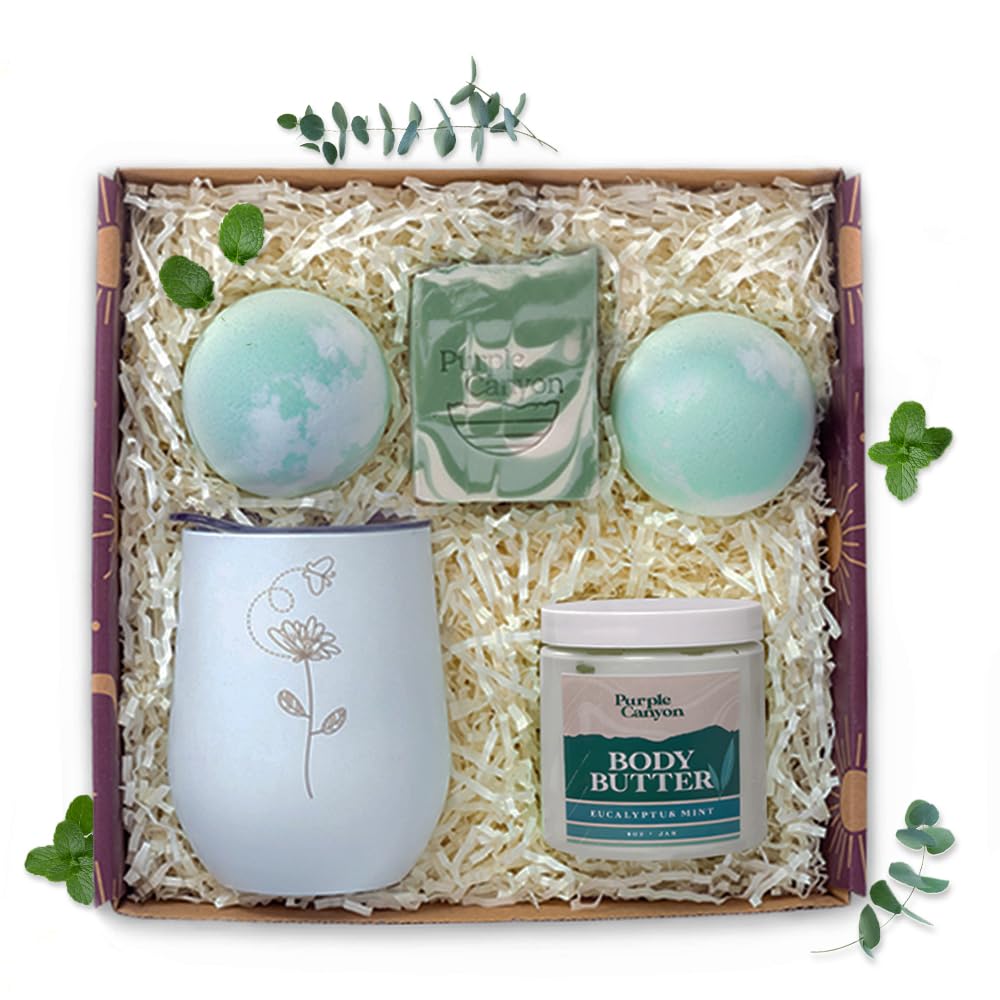 Purple Canyon Mystic Spa Box | 7 Piece Full Size Lavender Spa Kit for Self Care | Bath and Body Gifts for Women