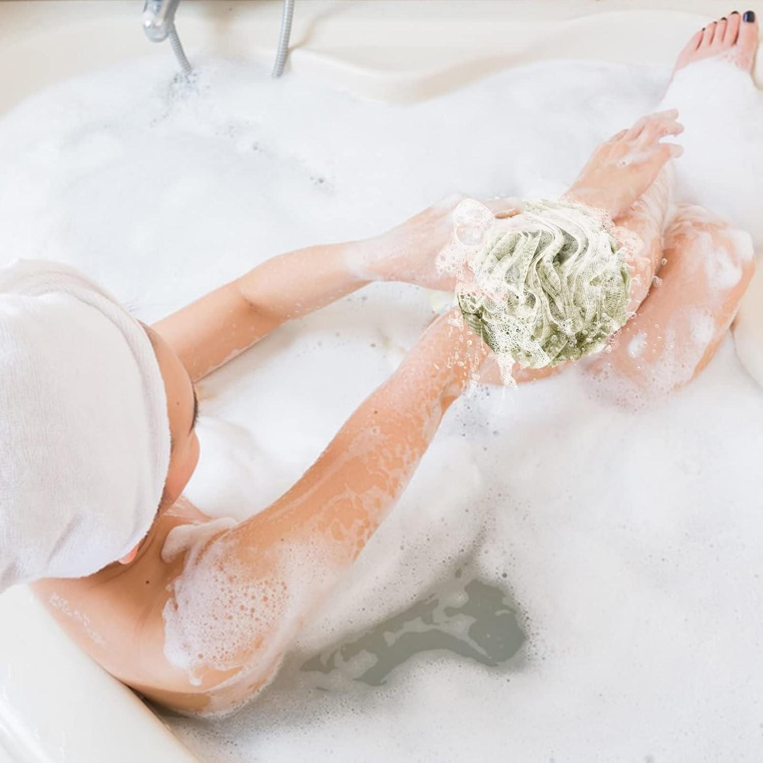 Fu Store Loofah Sponge Shower Loofahs 50g Bath Sponges Mesh Balls 4 Colors for Body Wash Back Scrubber Bathroom Men Women - 4 Pack Scrubber Cleaning Bathing Accessories