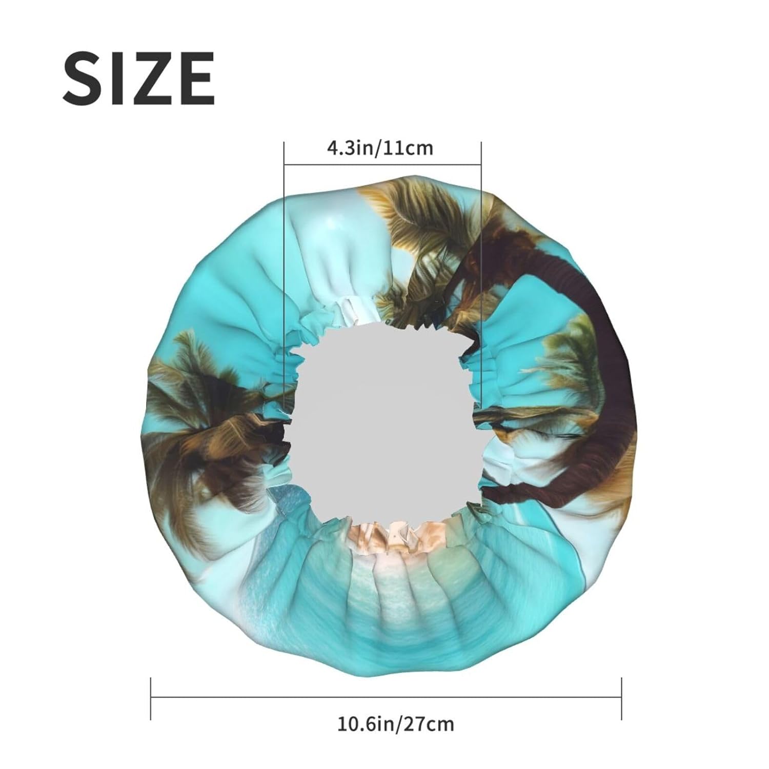 Ice Hockey print Print Reusable Shower Cap for Women,Double Waterproof Layers Bathing Hat,Quick Drying Bath Hair Cap