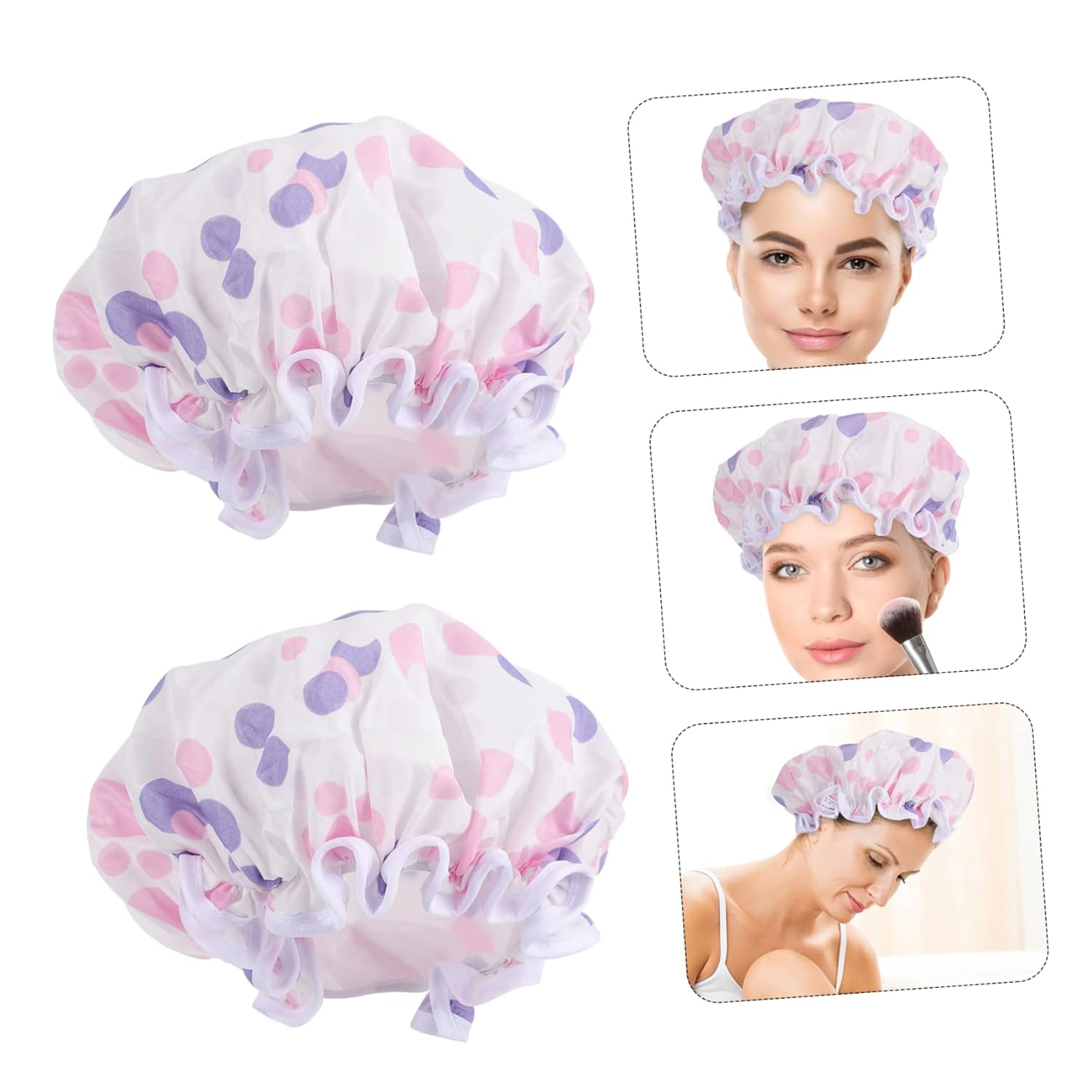Angoily 2pcs Beauty Hat Women Spa Cap Modern Shower Cap Hair Salon Cap Elastic Bath Caps Chemo Cap Bath Accessories Hair Cap for Shower Spa Hair Caps Girl Hats Satin Hair Mask Miss Muslim