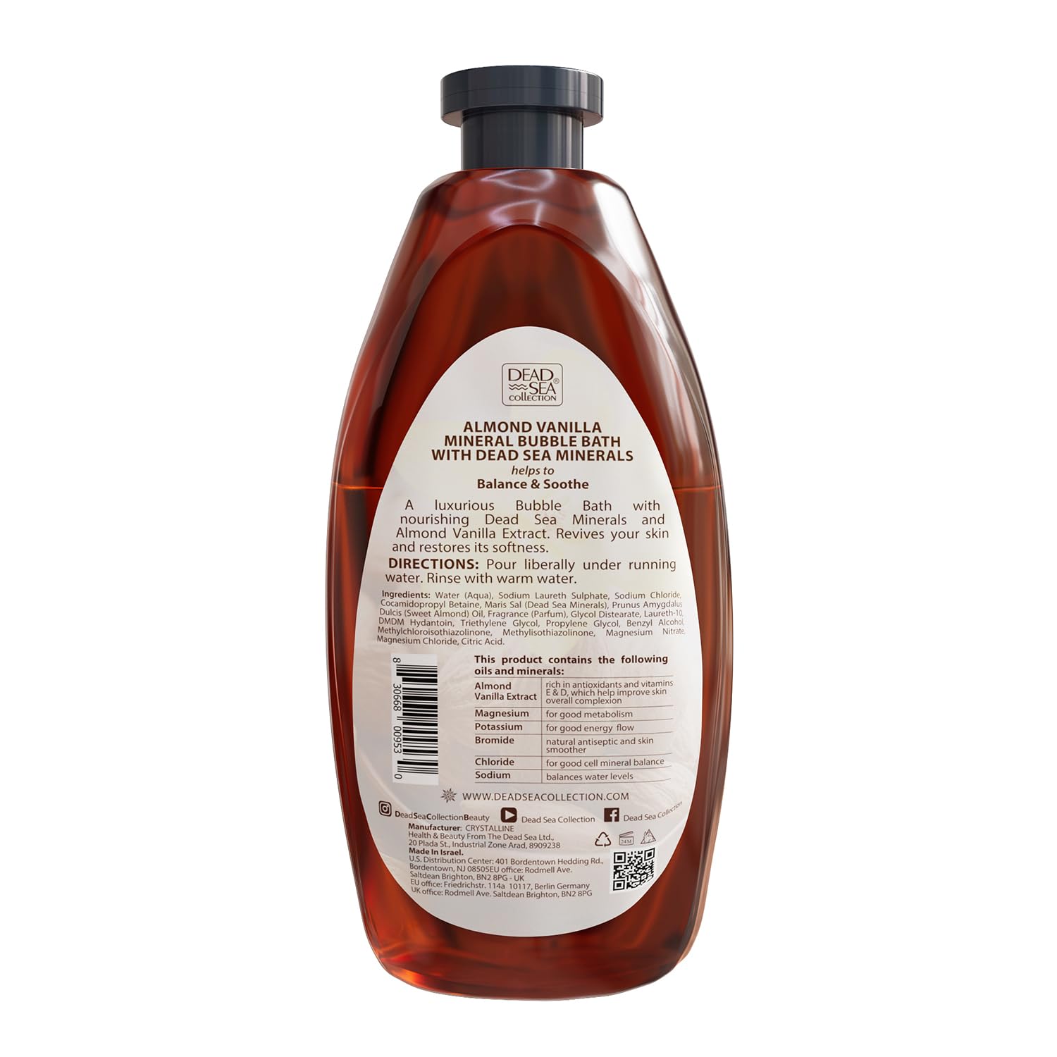 Dead Sea Collection Bubble Bath for Women and Men - with Coconut Oil and Natural Minerals - Nourishing and Moisturizing Skin - Pack of 2 (67.6 fl.oz)