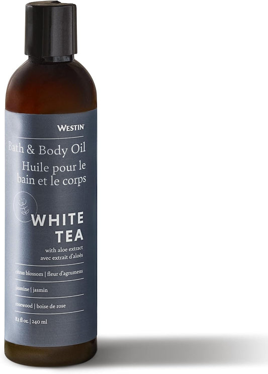 Westin White Tea Aloe Bath & Body Oil - Soothing, Invigorating Bath and Massage Oil with White Tea and Aloe - 8 Ounces