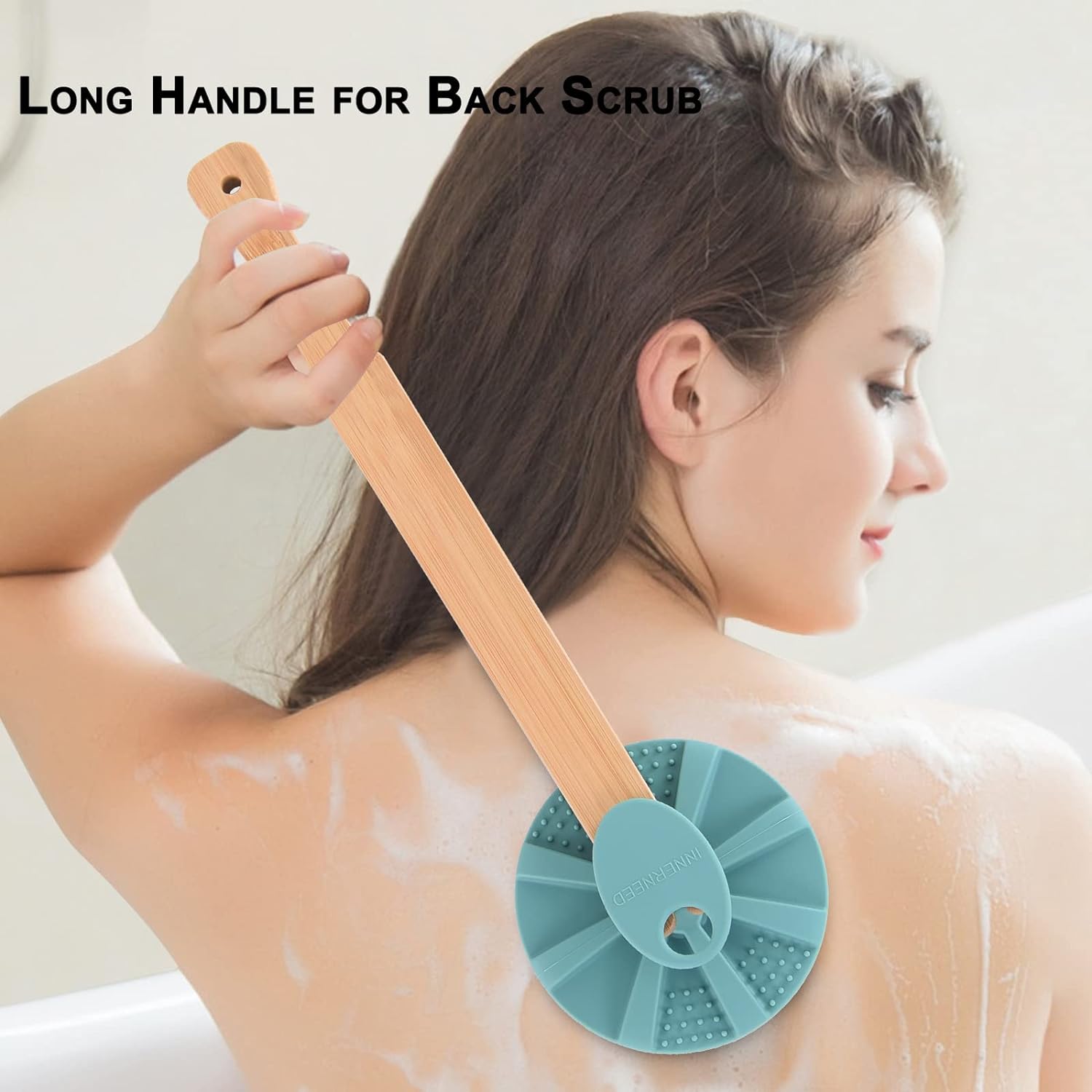 INNERNEED Food-Grade Soft Silicone Body Scrubber Shower Brush Handheld Cleansing Skin Brush, Gentle Exfoliating and Lather Well (Black)