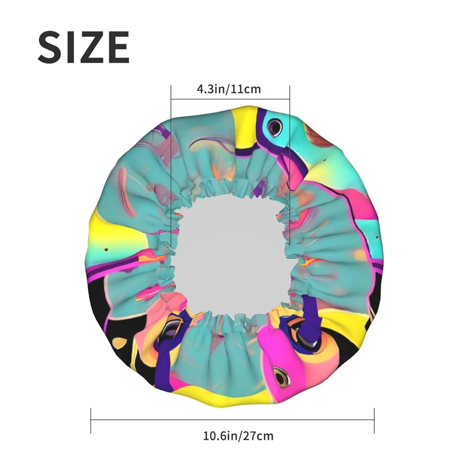 Ice Hockey print Print Reusable Shower Cap for Women,Double Waterproof Layers Bathing Hat,Quick Drying Bath Hair Cap