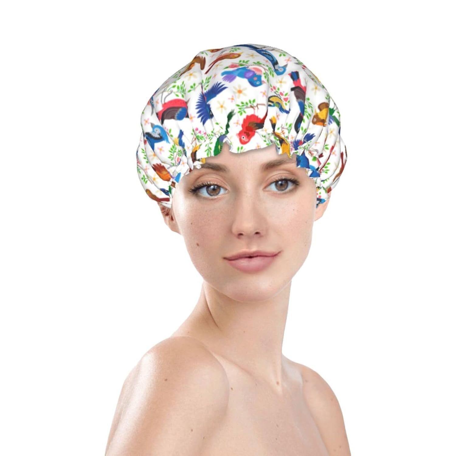 Rubber Ducks Shower Cap For Women Reusable Waterproof Double Layers Bath Cap Hair Protection Elastic Ladies Spa Salon Shower Hat