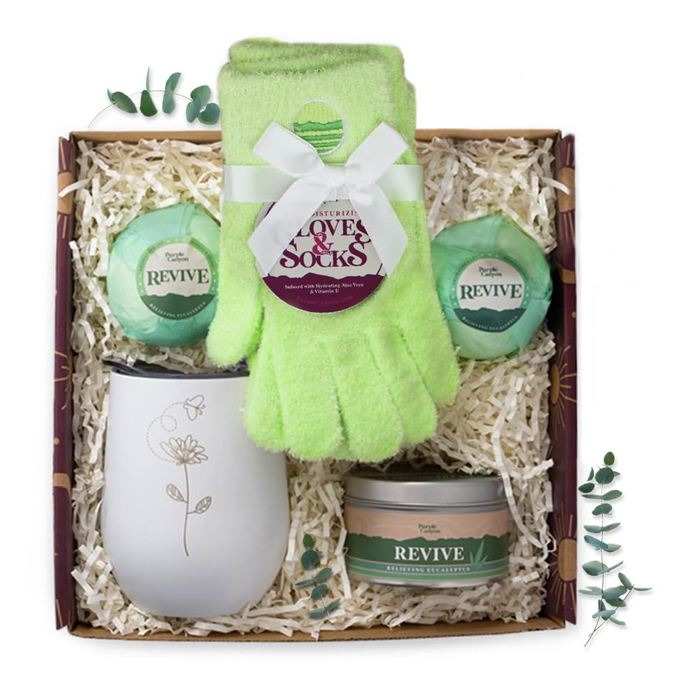 Purple Canyon Mystic Spa Box | 7 Piece Full Size Lavender Spa Kit for Self Care | Bath and Body Gifts for Women