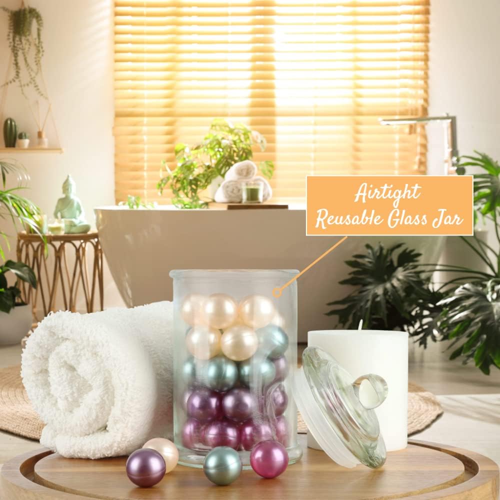 KIOQO Bath Oil Beads for tub 90s | Bath Pearls Beads with Oil Bulk | Bath Oil Pearls | 100% Natural Bath Oil Pearl for Bathtub Gift Set | Pack of 40