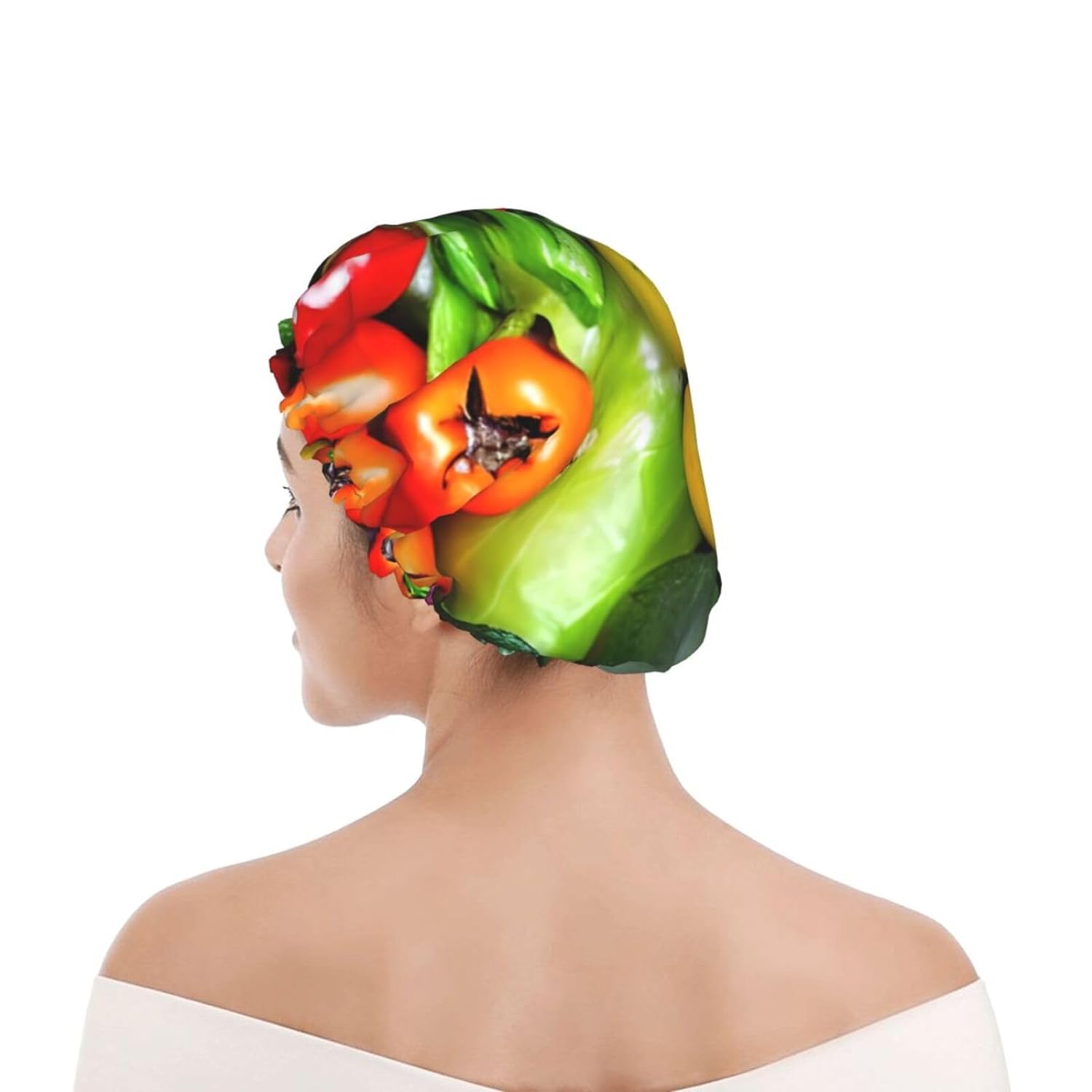 Ice Hockey print Print Reusable Shower Cap for Women,Double Waterproof Layers Bathing Hat,Quick Drying Bath Hair Cap