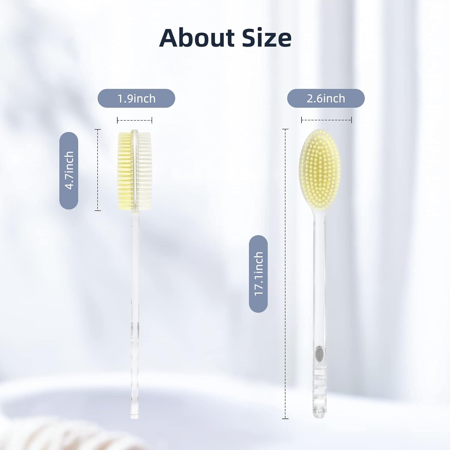 Fymblin Back Scrubber Long Handle for Shower,Back Brush Dual-Sided with Stiff and Soft Bristles,Body Exfoliator for Bath or Dry Brush