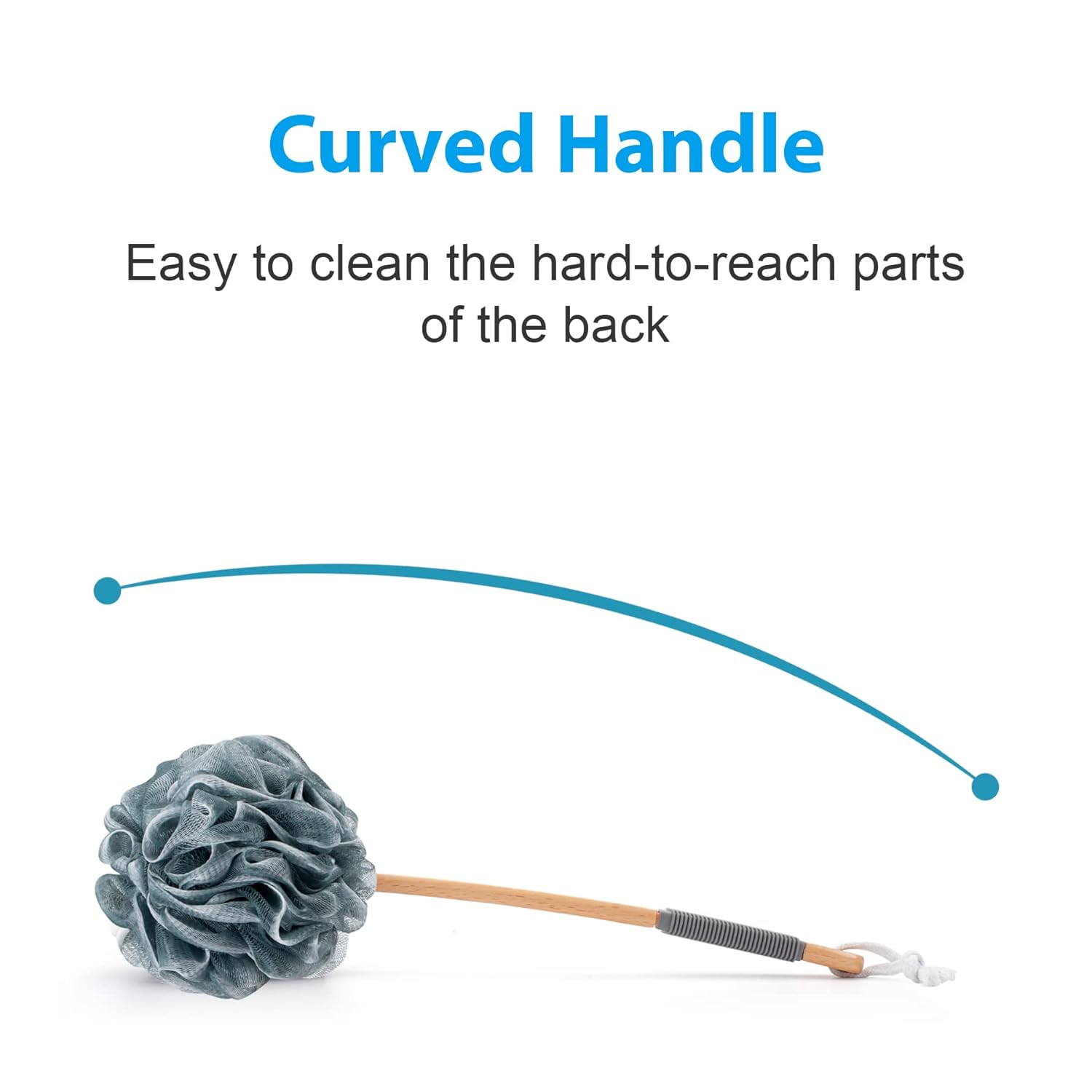 AmazerBath Shower Sponge Loofah Back Scrubber, PE Soft Mesh Loofah Body Scrubber with Long Wooden Handle, Bath Sponge for Men Women (Pink)