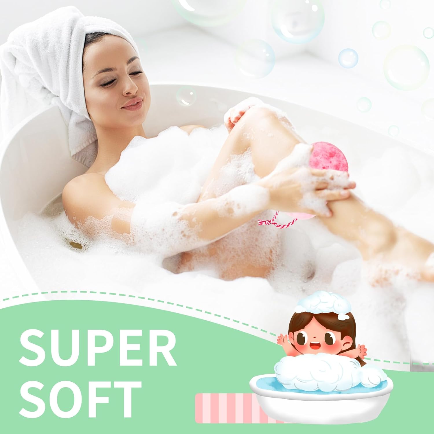 3 Pcs Bath Shower Sponge for Woman Man Kids Relaxing Massage Body exfoliating Loofah Sponge Deep Cleansing