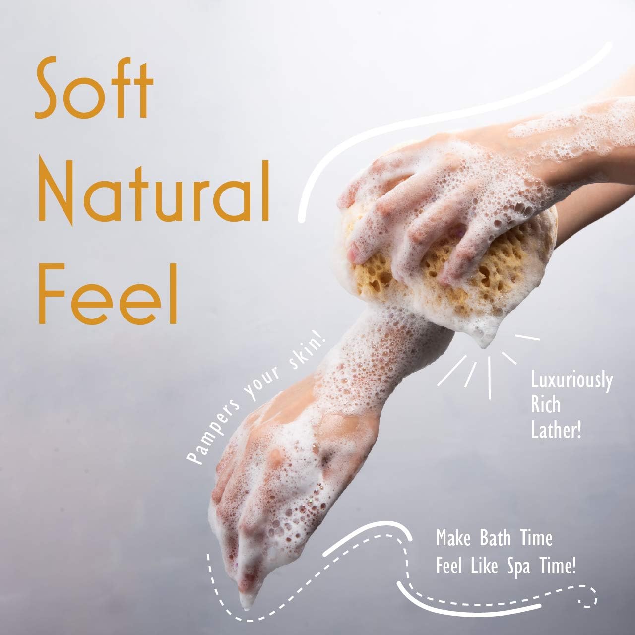 myHomeBody Premium Bath Sponge, Foam Loofah Sponge, Body Sponge for Shower - Large Size, Lots of Lather, Curvy, 3 Pack