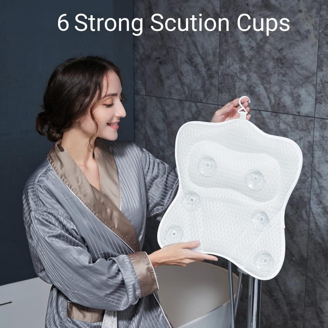 CAICFYIN Soft and Elastic Bath Pillow for Tub Neck and Back Support,Bathtub Pillow Bath Pillow for Tub,Ergonomic Design Luxurious Spa Bath Tub Pillow for Men and Women