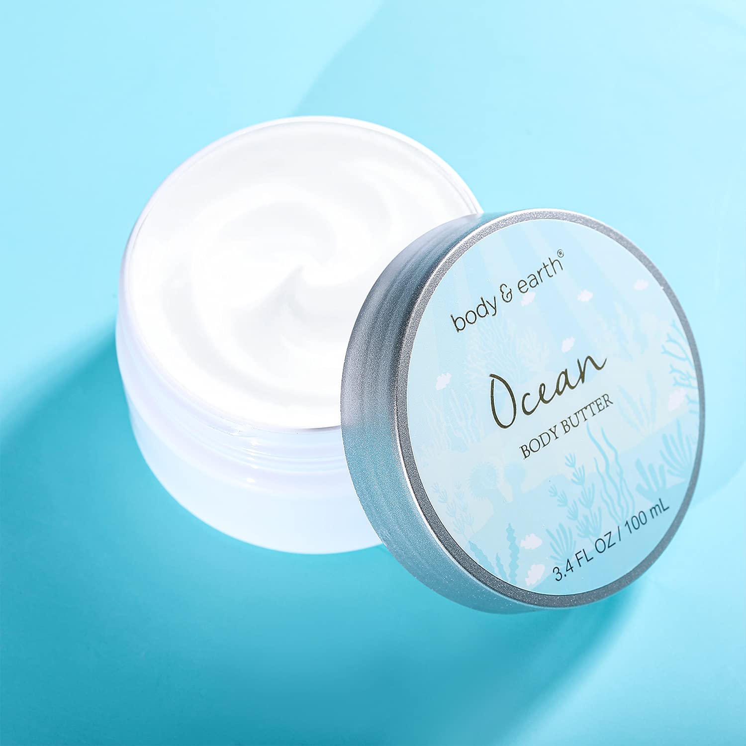 Gifts for Women, Bath Set with Ocean Scented Spa Gifts for Her, Includes Scented Candle, Body Butter, Hand Cream, Bath Bar and Bomb, 5 Pcs Bath Gift Sets, Gifts Set for Women, Valentine's Day Gifts