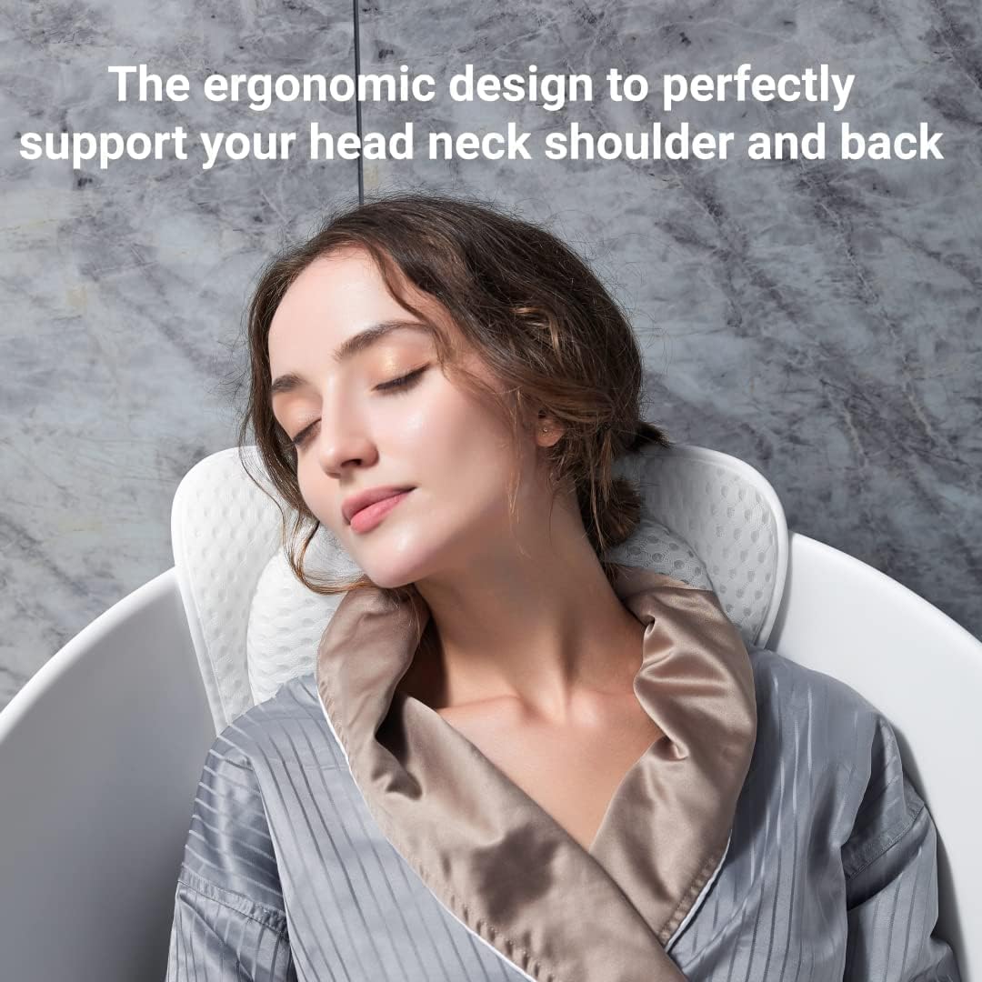 CAICFYIN Soft and Elastic Bath Pillow for Tub Neck and Back Support,Bathtub Pillow Bath Pillow for Tub,Ergonomic Design Luxurious Spa Bath Tub Pillow for Men and Women