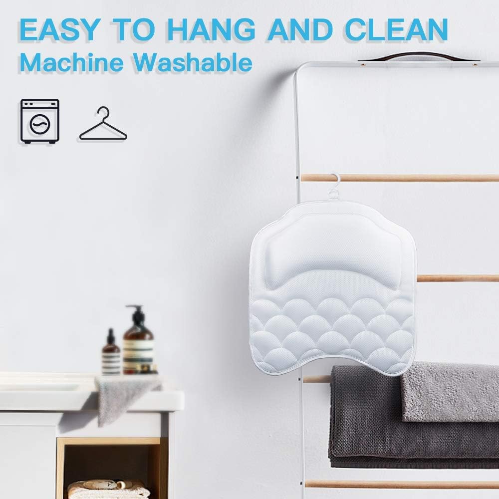 Beautybaby Bathtub Spa Pillow Bath Pillows for tub, with Non-Slip 8 Large Strong Suction Cups, Free Machine Washable Bag