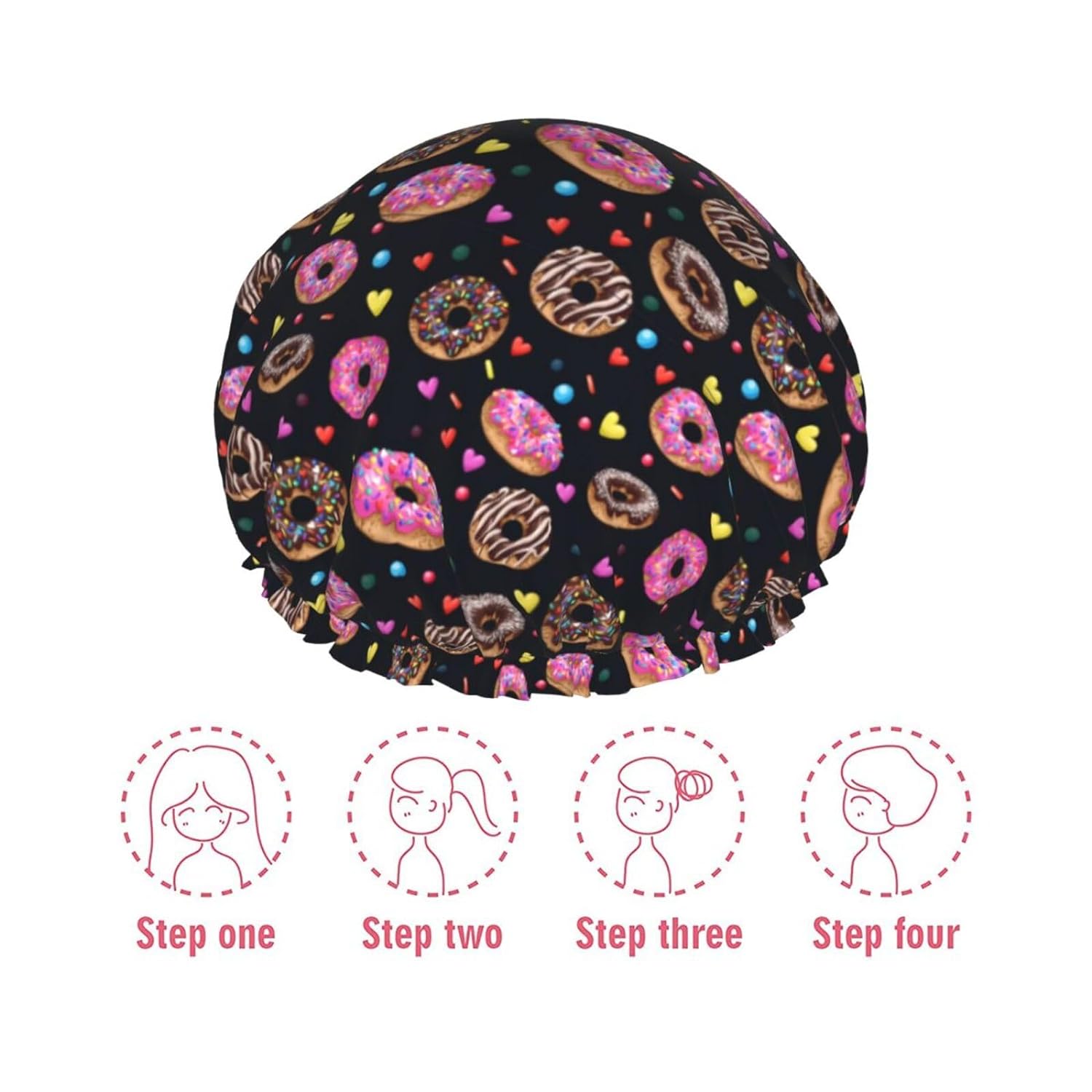 Rubber Ducks Shower Cap For Women Reusable Waterproof Double Layers Bath Cap Hair Protection Elastic Ladies Spa Salon Shower Hat