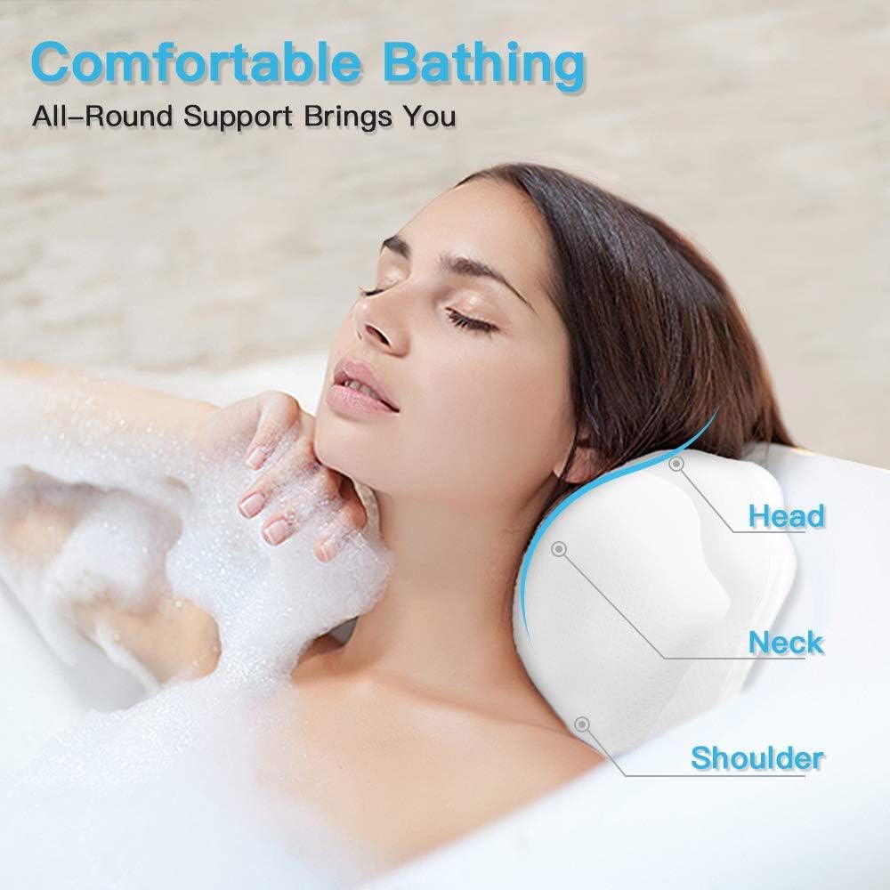 Beautybaby Bathtub Spa Pillow Bath Pillows for tub, with Non-Slip 8 Large Strong Suction Cups, Free Machine Washable Bag