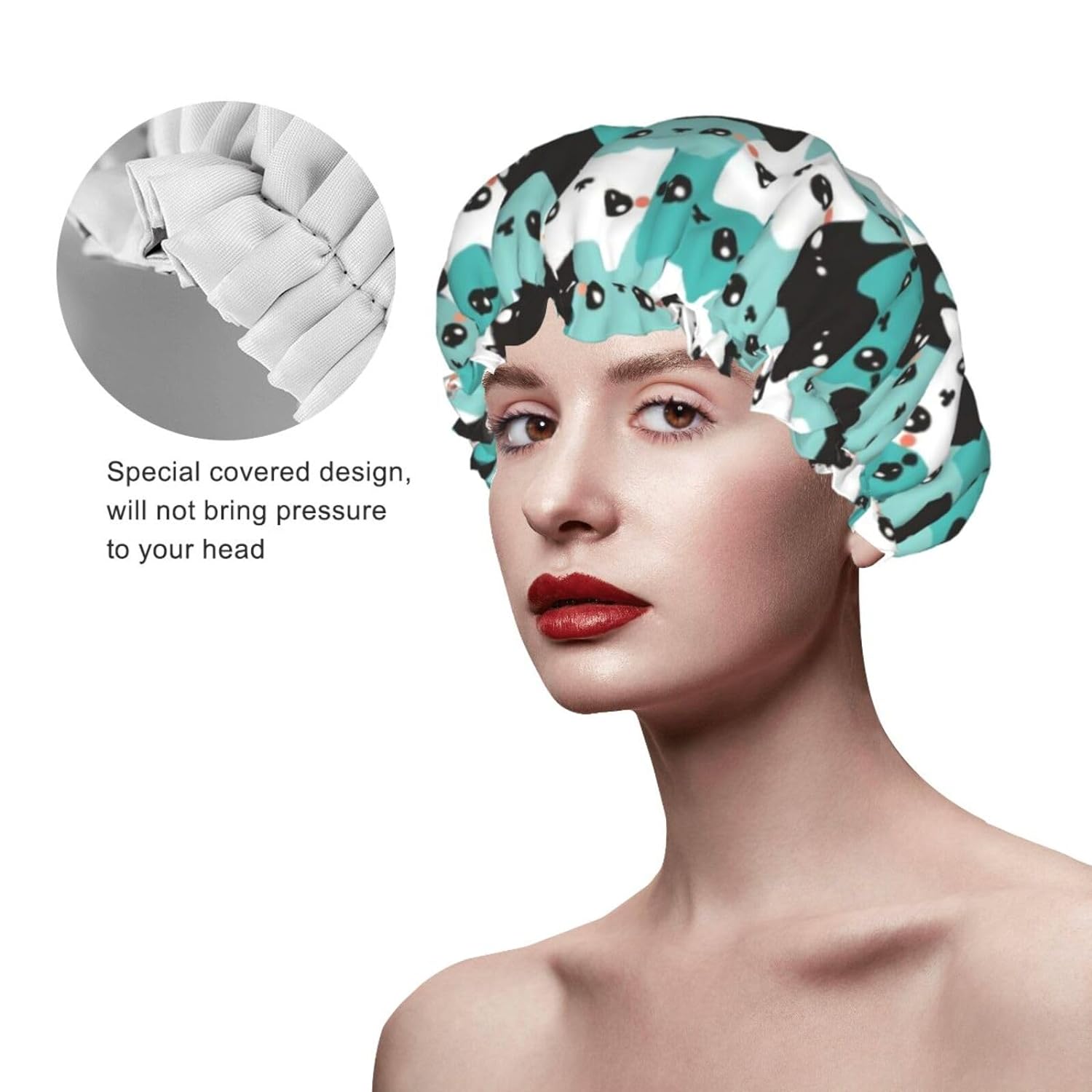 Rubber Ducks Shower Cap For Women Reusable Waterproof Double Layers Bath Cap Hair Protection Elastic Ladies Spa Salon Shower Hat