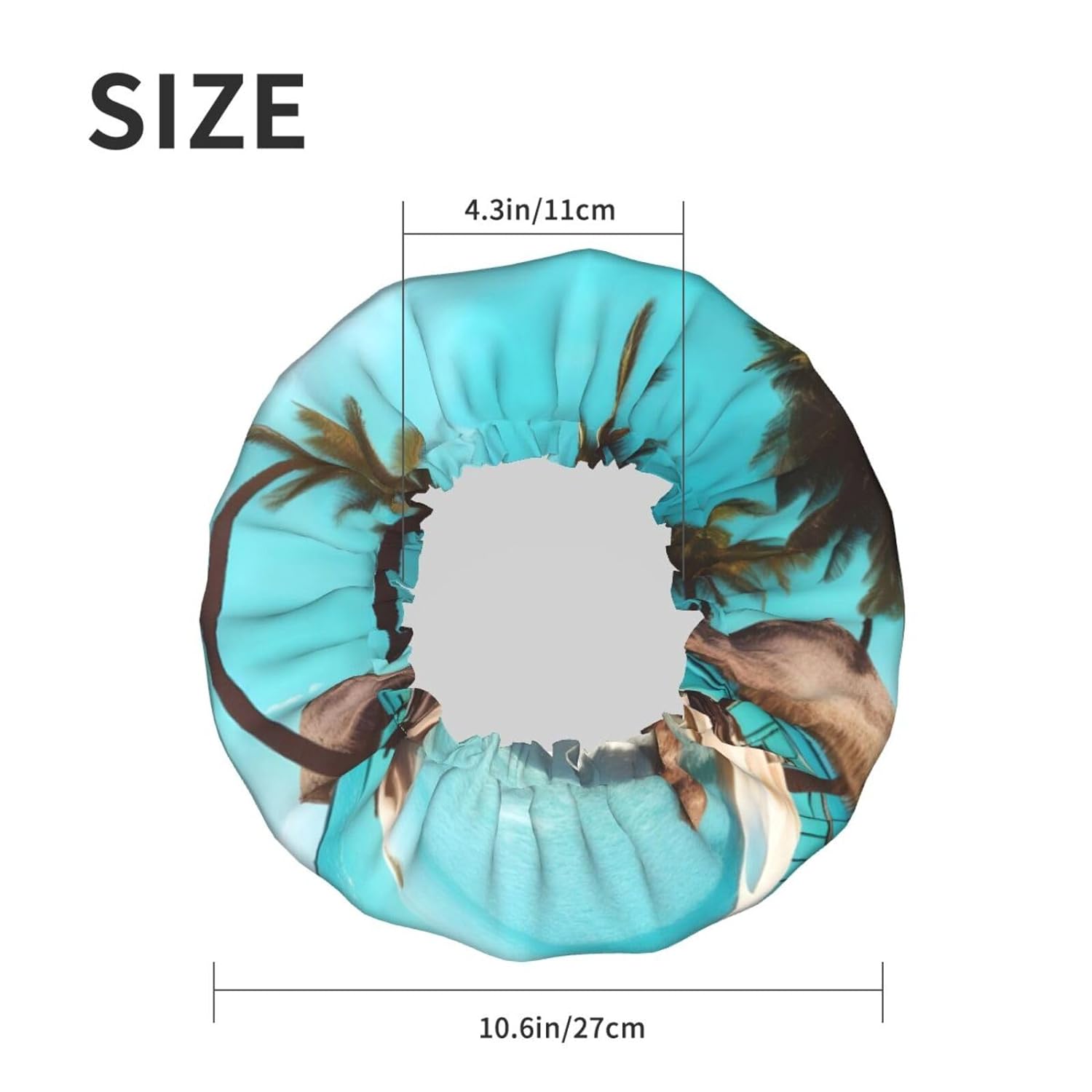 Ice Hockey print Print Reusable Shower Cap for Women,Double Waterproof Layers Bathing Hat,Quick Drying Bath Hair Cap