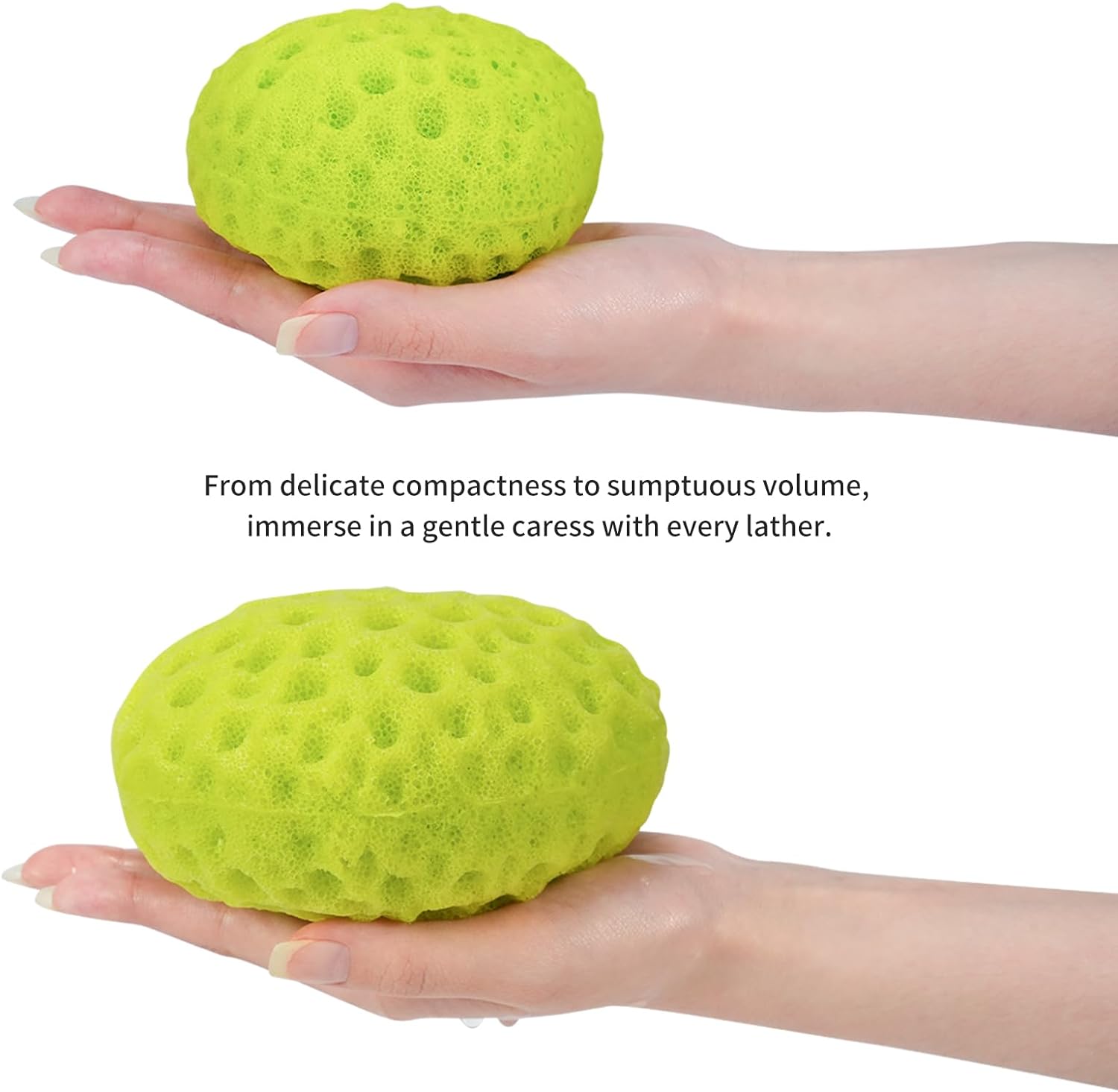 Bath Sponge Set by YABAHU: Luxurious Dual-Tone - Revitalizing Lemon Yellow & Fresh Morning Dew Lime Green, Ultra-Soft Eco-Friendly Material, Expandable Artistry