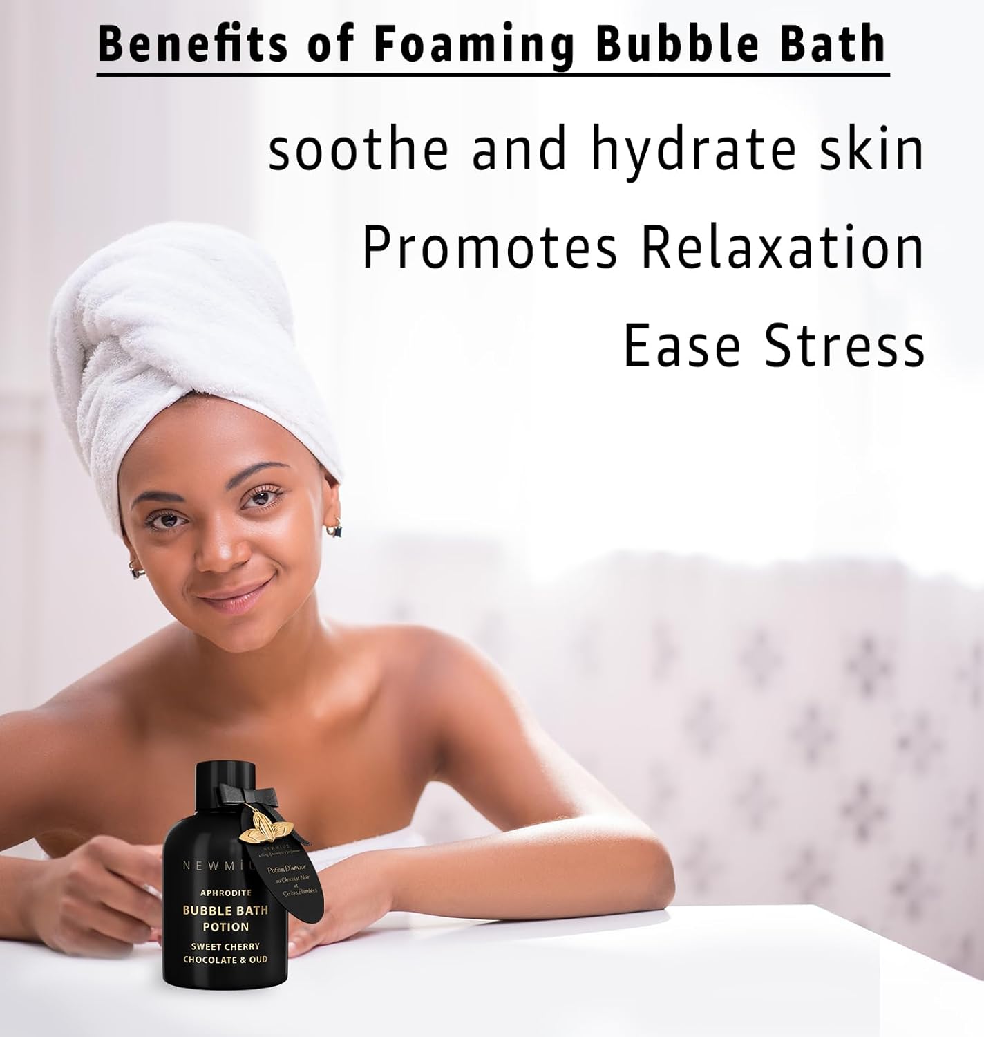 Premium Bubble Bath - Long Lasting Foaming Bubbles - Romantic Bath for Couples - Love Cherry Chocolate & Oud Moisturizing - Relaxing Stress Relief - Calming Self Care Spa Gift for Birthday Christmas