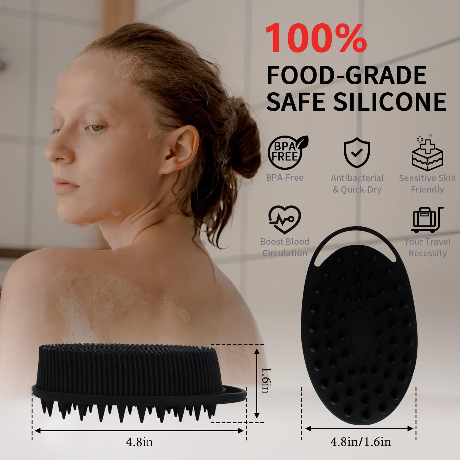Silicone Body Scrubber, Silicone Loofah, Body Wash Scrubber, Body Scrub Brush, Body Scrubbers for Use in Shower, Silicone Loofah Body Scrubber, Exfoliating Body Scrubber Mens Women, Gifts for Mens