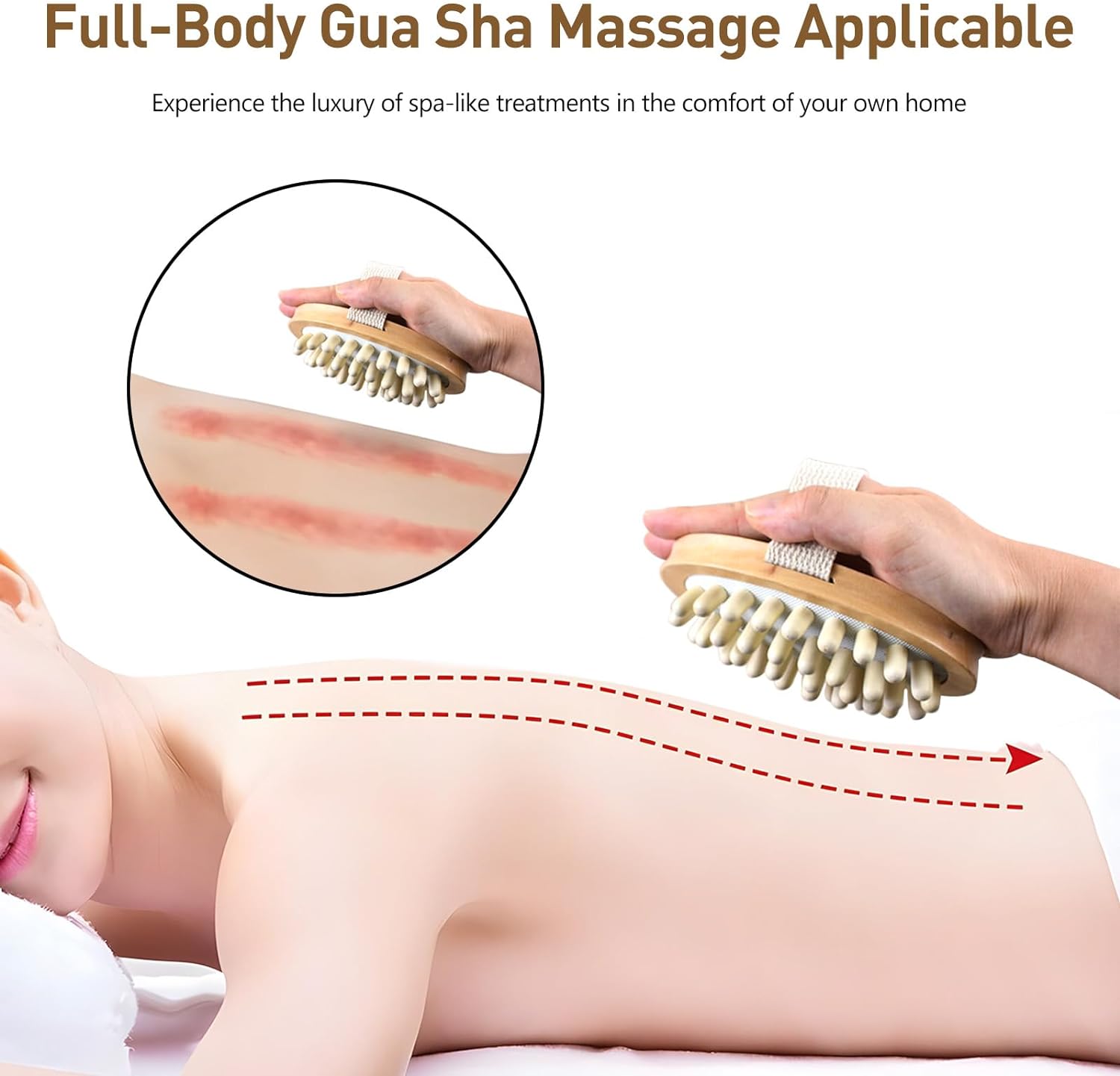 Kootinn 2 Pack Natural Wooden Anti Cellulite Massager Wood Hand-Held Massager Body Brush Muscle Relax Sauna Spa Head Massage Brush