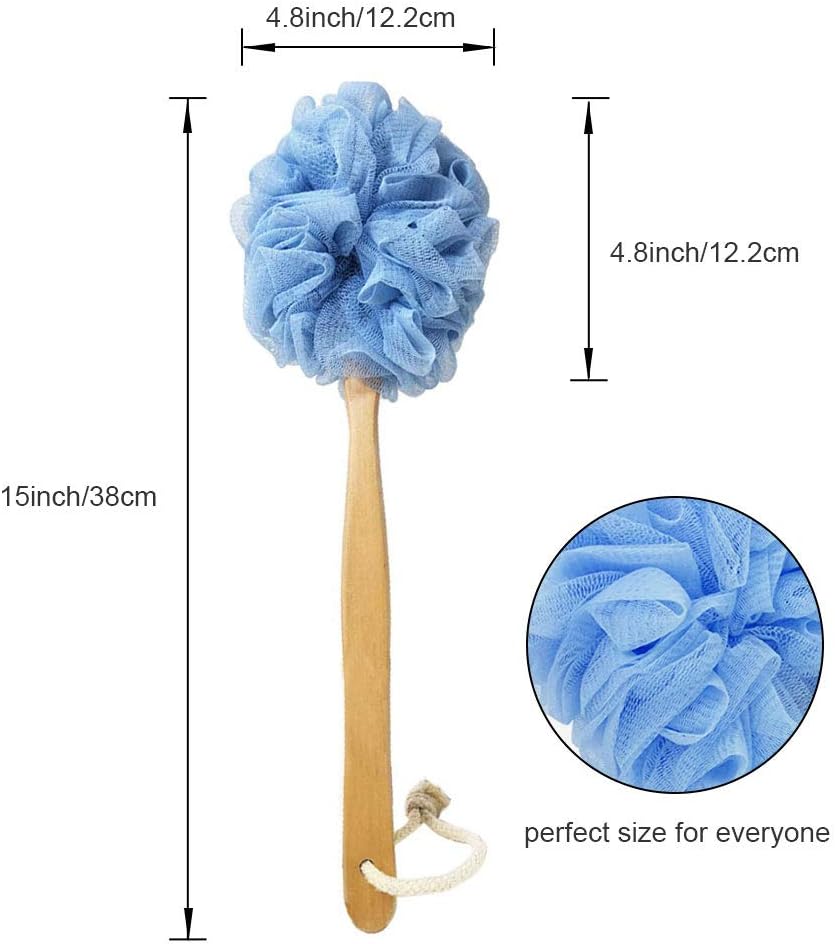 RASDDER Loofah with Handle, Loofah on a Stick, Loofah Sponge with Handle, PE Soft Mesh Luffa, Exfoliating Luffa on a Stick for Men and Women