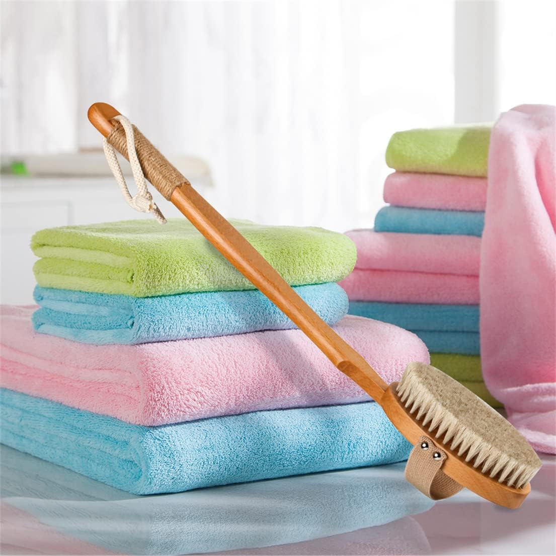 Body Brush Shower Brush for Body Long Handle Shower Bath Brush Back Scrubber for Body Exfoliating Wet or Dry Brushing