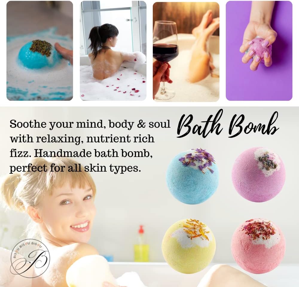 Bath Bombs Gift Set of 12, Natural Bath Bombs with Fizzes, Shea, Coco Butter, Scented Organic Bath Bomb, Gift Set for Women, Bath Bombs for Women