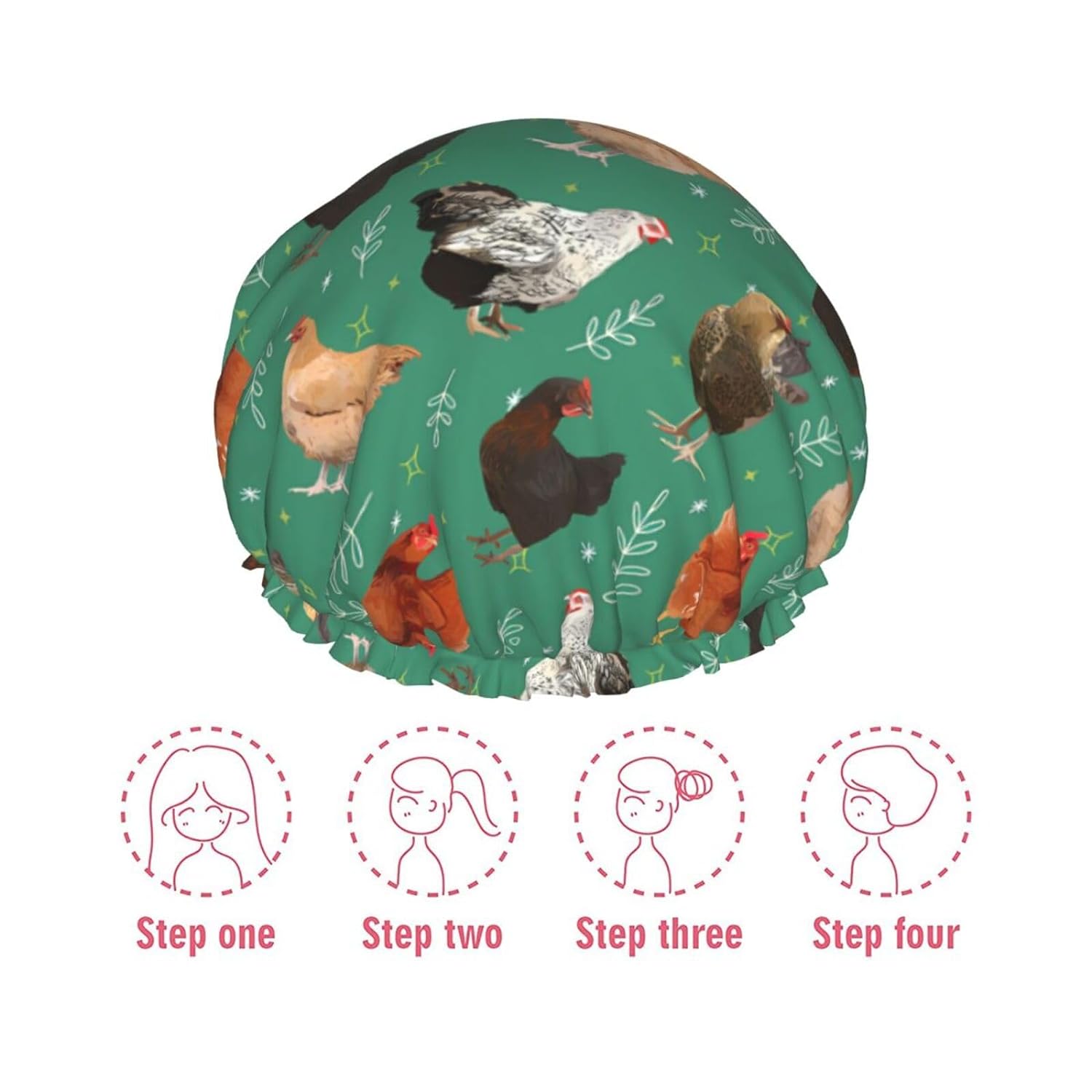 Rubber Ducks Shower Cap For Women Reusable Waterproof Double Layers Bath Cap Hair Protection Elastic Ladies Spa Salon Shower Hat