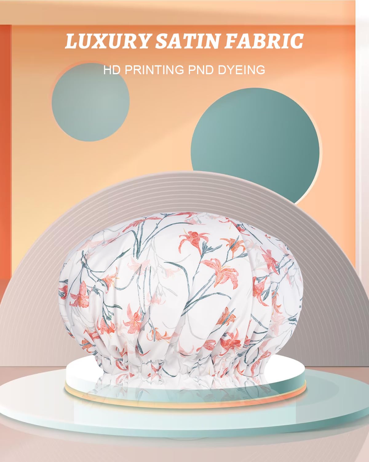 Aquior Shower Caps, Double Layer Waterproof Shower Cap for Women, Reusable Large Shower Cap for all Hair Lengths with EVA Lining, Soft Bath Shower Caps