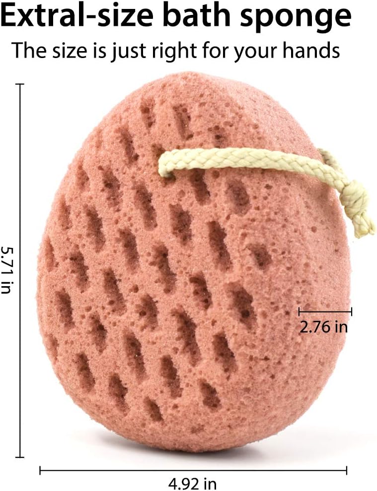 BAIMEI Bath Sponge, Sponge Loofah Body Scrubber, Shower Pouf Cleaning Loofahs Sponge, Shower Use Sponge (Pink Grey)