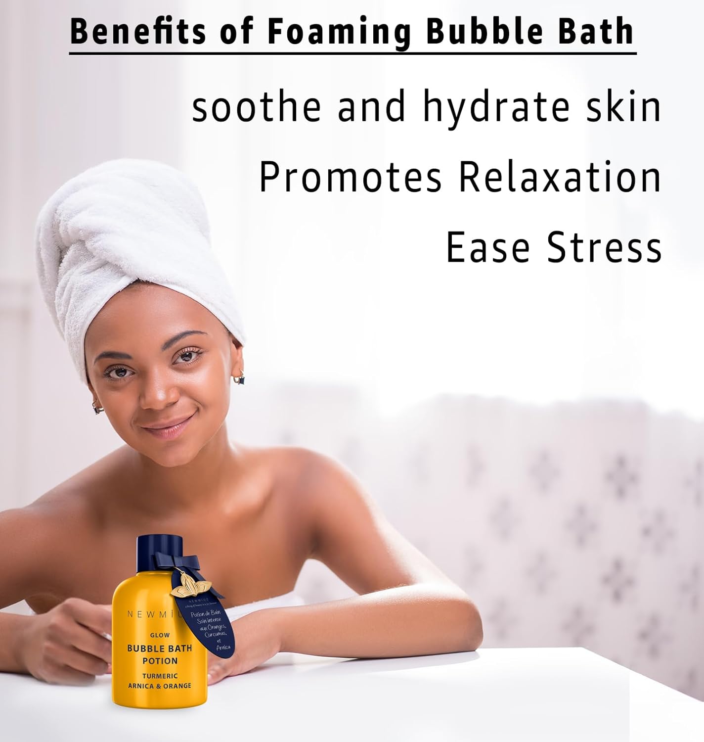 Nutritious Bubble Bath - Luxury Long Lasting Natural Bubble Foaming - Turmeric Orange Arnica Essential Oil - Skin Healing Moisturizing Relaxing & Stress Relief Self-Care Spa Gift for Christmas