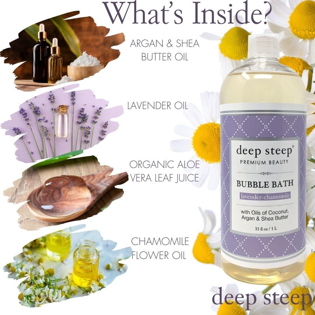 Deep Steep Classic Bubble Bath Lathering Lavender Chamomile and Coconut Variety Bundle Pack of 2, 33.8 Ounce (Pack of 2)
