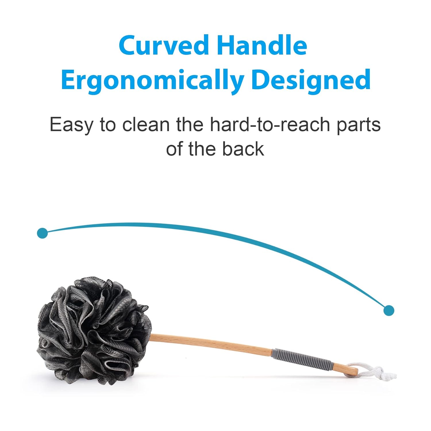 AmazerBath Shower Sponge Loofah Back Scrubber, PE Soft Mesh Loofah Body Scrubber with Long Wooden Handle, Bath Sponge for Men Women (Pink)