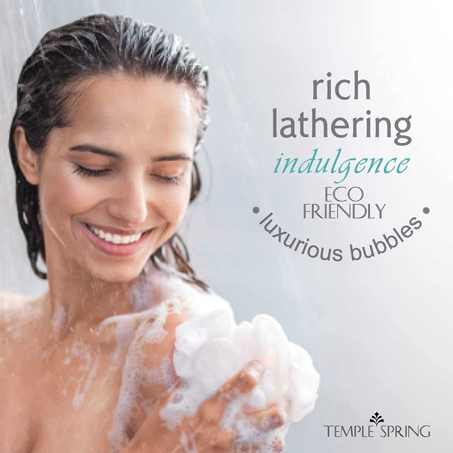 Shower Loofahs - 3 pack Natural Recycled Shower Poufs and Skin Scrubber Set for Men and Women - Exfoliating Body Bath Scrunchies Sponges for Bathroom & Shower