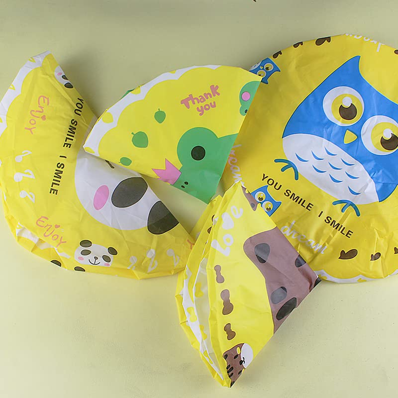 4Pcs Shower Caps, Waterproof Bath Caps Plastic Reusable Shower Caps Elastic Band Bath Hair Caps for Women Kids (P-3)