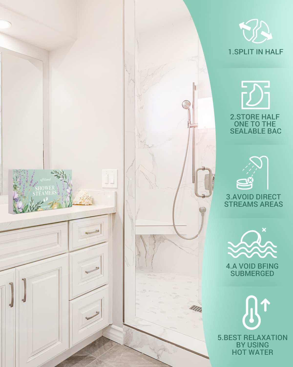 Effiland Aromatherapy Shower Steamers Shower Gifts,Soap Holder Set, 6-Pack Shower Bombs,Gift for Women,Relaxing Self Care