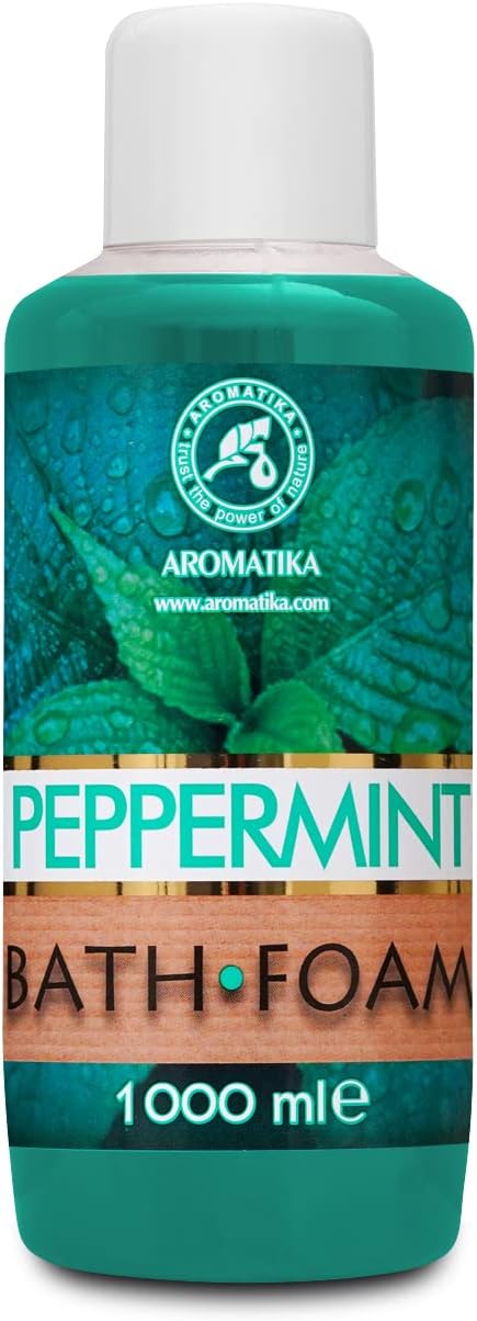 Bath Foam with Peppermint Essential Oil - 34 Fl Oz (1000ml) - Body Care - Good Sleep - Beauty - Bathing - Body Care - Wellness - Relax - Aromatherapy - Spa - Bubble Baths