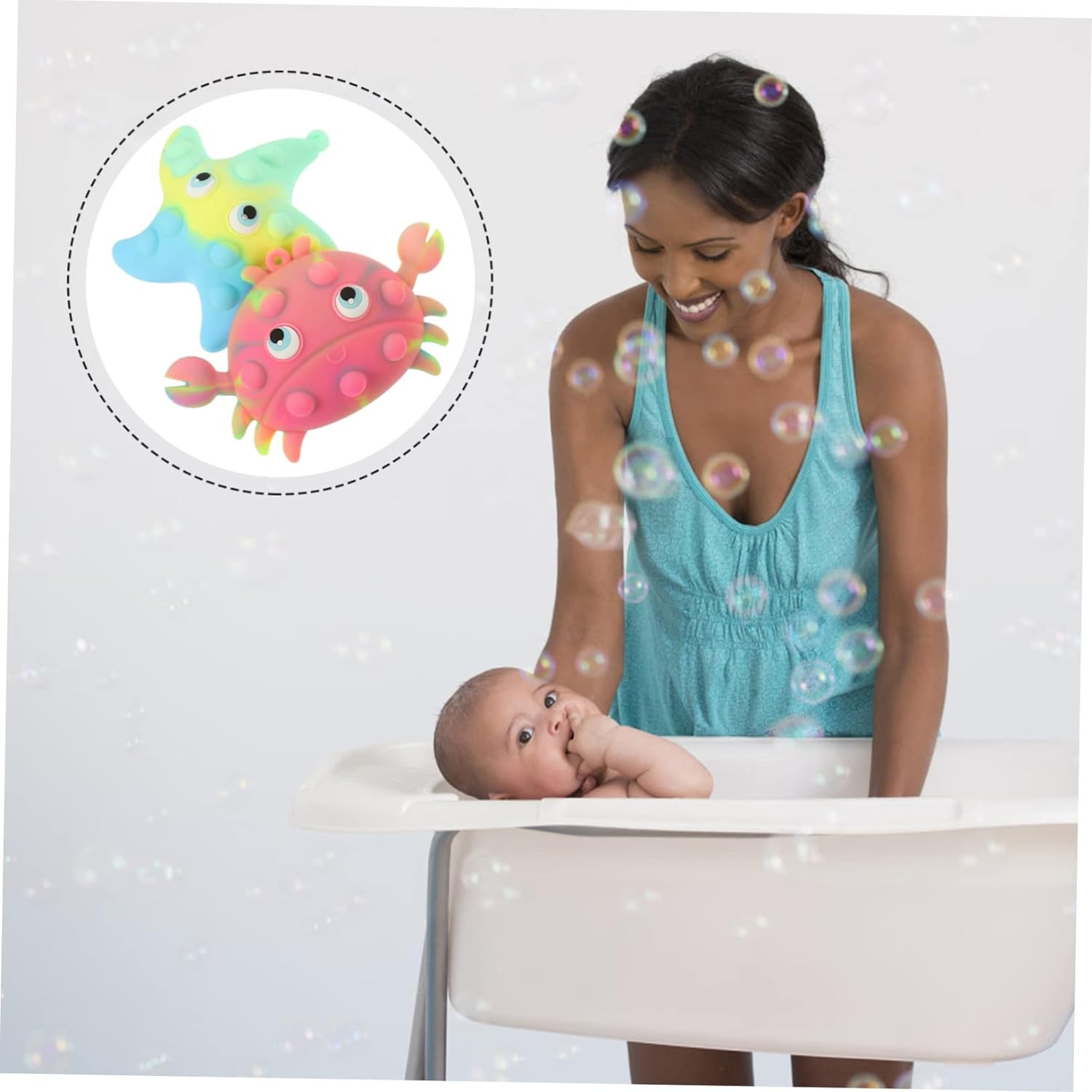 Beatifufu 2 pcs Silicone Bath Brush Bathing Massage Brush sea Animal Shower Ball Soft Shower Scrubber Facial Cleansing Brush Crab Starfish Bath Toy Silica Gel Cleaning Brush Baby Body